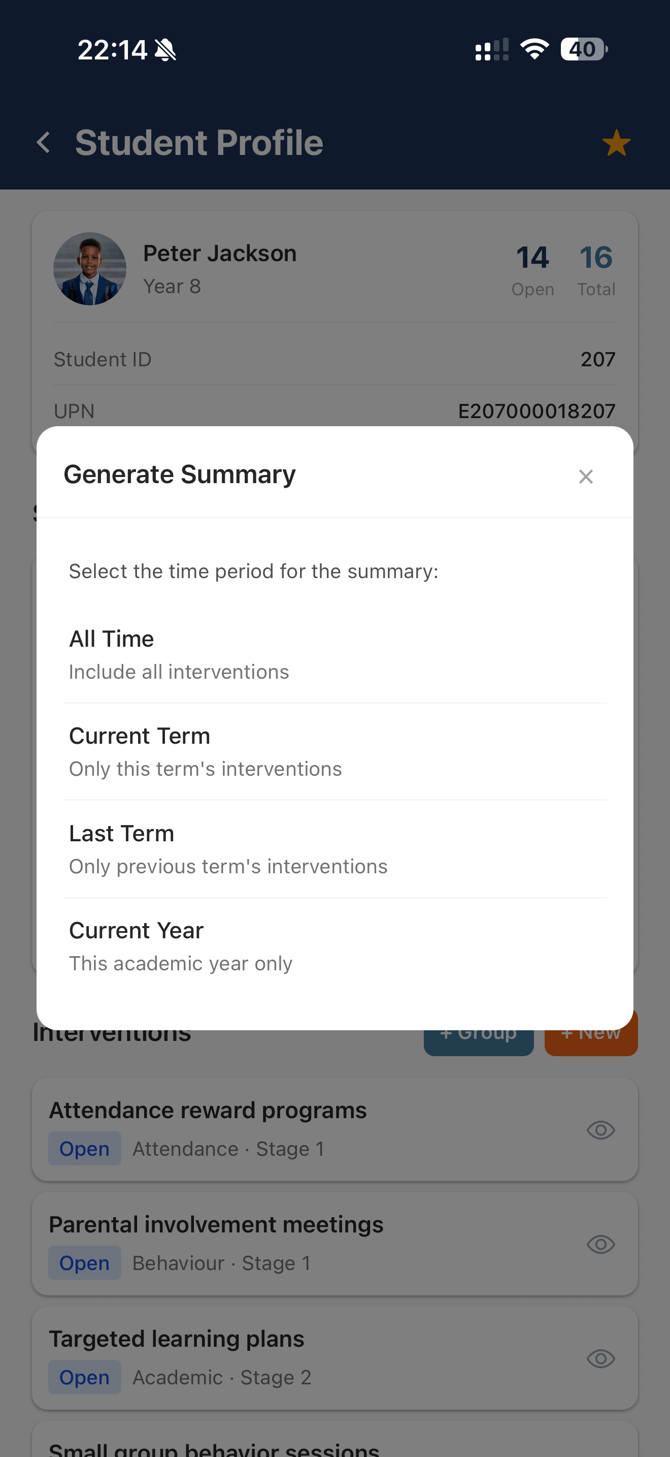 Meeting - mobile view